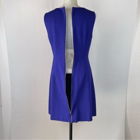 Diane Von Furstenberg Carpeena Blue Full Back Zipper Mini Dress with Pockets 4 - Picture 5 of 10